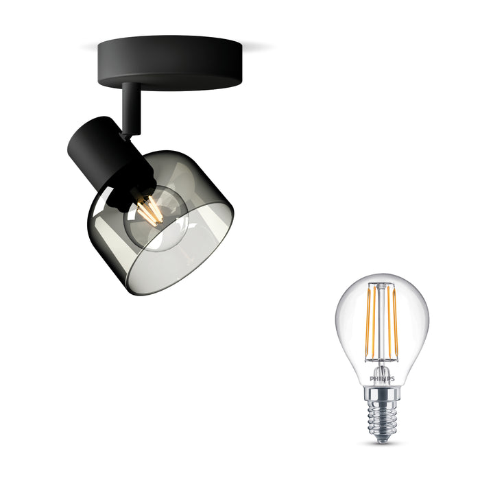 Philips Sleet Spot - Wandspot - Met gerookt glas - Kleine fitting E14