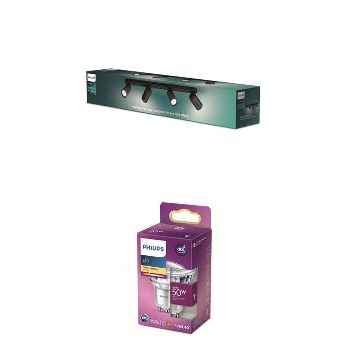 Philips Pongee Opbouwspot - Incl. Philips LED Lamp - 4 Spots