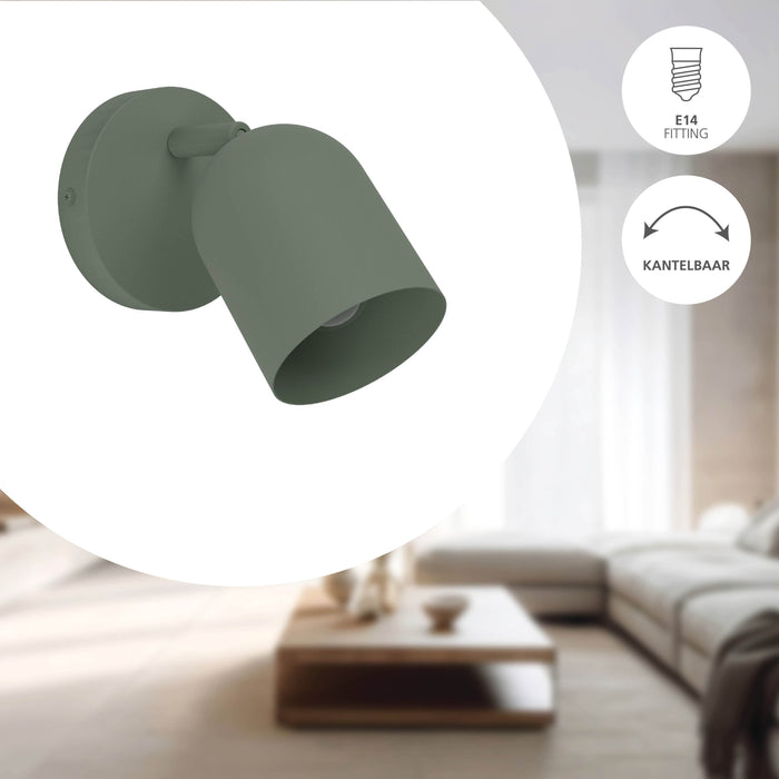 EGLO Tilston Spot - E14 - 12 cm - Groen - Kantelbaar