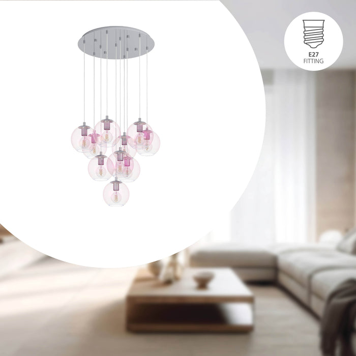 EGLO Ariscani 2 Hanglamp - E27 - Ø 65,5 cm - gekleurd glas - Chroom