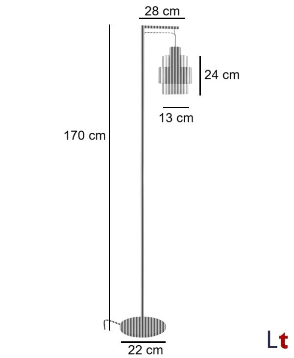 Freelight Vloerlamp Chiasso Zwart Goud & Amber Glas 1 Lichts 170cm
