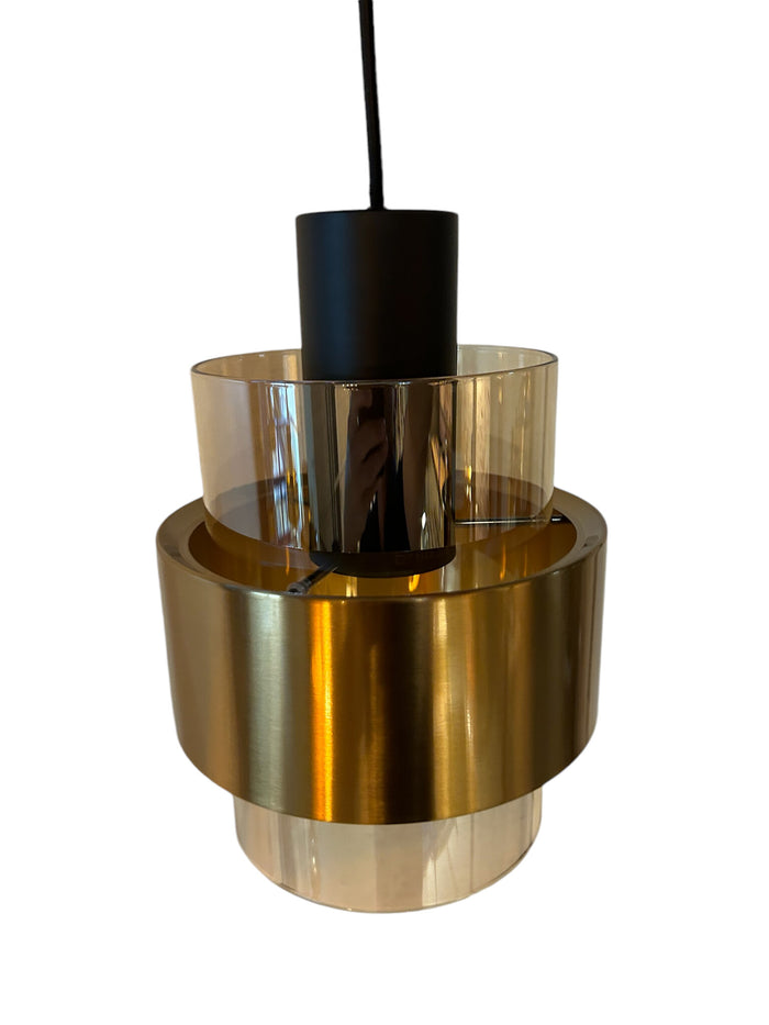 Freelight Vloerlamp Chiasso Zwart Goud & Amber Glas 1 Lichts 170cm