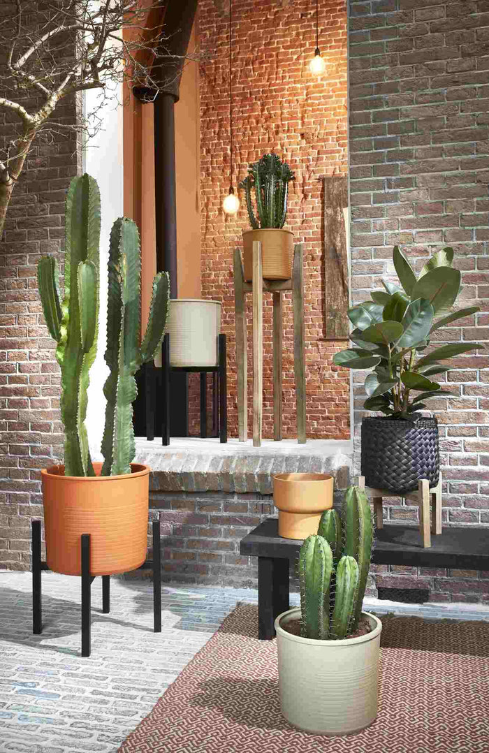 Mica Decorations Bloempot Albury - 30x30x26 cm - Water Hyacinth - Zwart- Set van 2