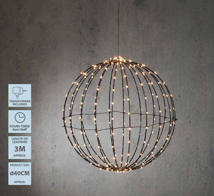 Luca Lighting Kerstverlichting Bal met Warm Witte LED - Ø40 cm - Zwart