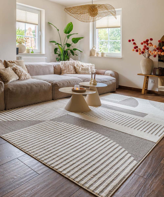 Nordic Weavers Japandi vloerkleed - Ridge Sora crème|grijs - 200x300