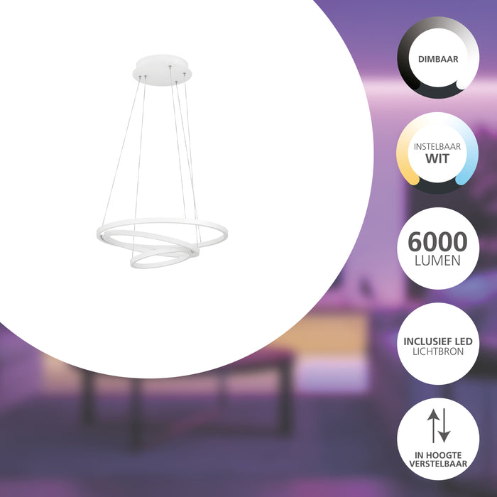 EGLO connect.z Lobinero-Z Smart Hanglamp - Ø 58 cm - Wit - Dimbaar