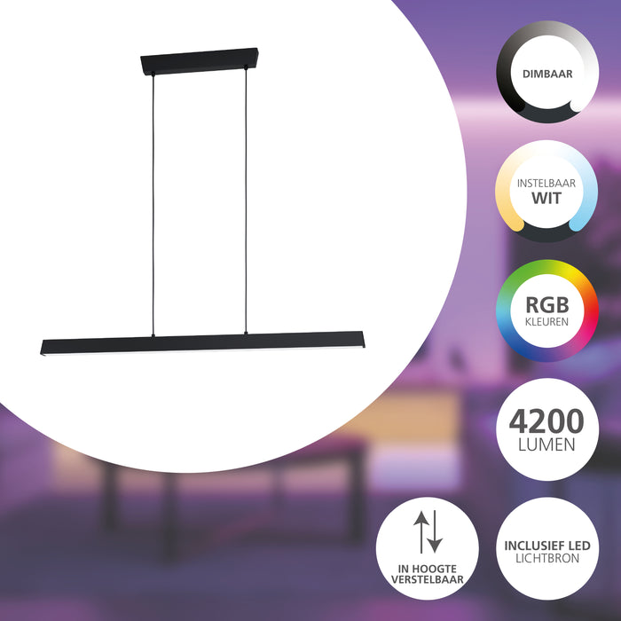 EGLO connect.z Simolaris-Z Smart Hanglamp - 122 cm - Zwart - RGB