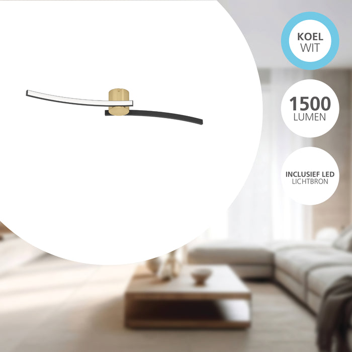 EGLO Aieta Plafonnière - LED - Kunststof - Zwart|Goud