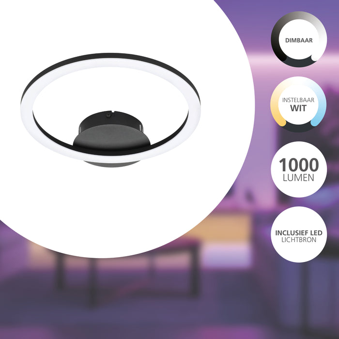 EGLO connect.z Parrapos-Z Smart Plafondlamp - 34 cm - Zwart|Wit