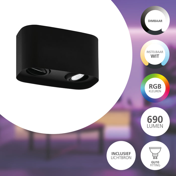 EGLO connect.z Caminales-Z Smart Plafondlamp - 24 cm - Zwart - RGB