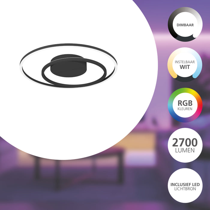 EGLO connect.z Calagrano-Z Plafondlamp - Ø 45 cm - Zwart|Wit - RGB