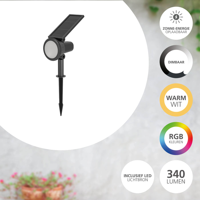 EGLO Sambuco Solar Prikspot - LED - 37,5 cm - Zwart