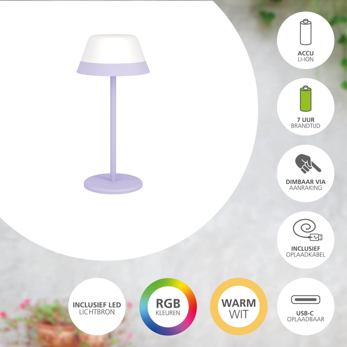 EGLO Meggiano Tafellamp - 32 cm - Lila|Wit