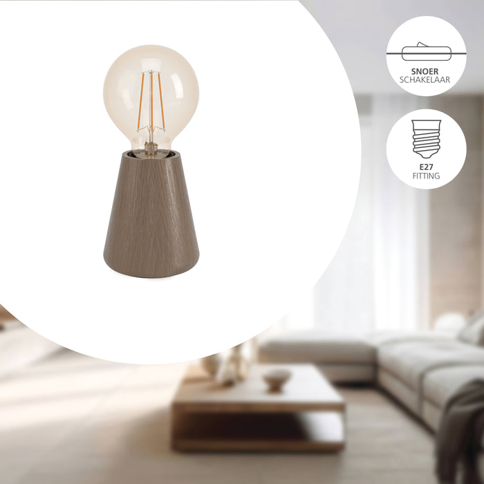 EGLO Asby Tafellamp - E27 - 10 cm - Donkerbruin - Hout