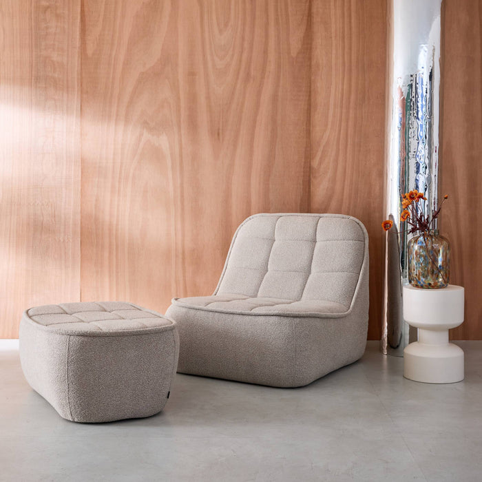 sweeek - Fauteuil bouclé stof 1 zitplaats + voetenbank