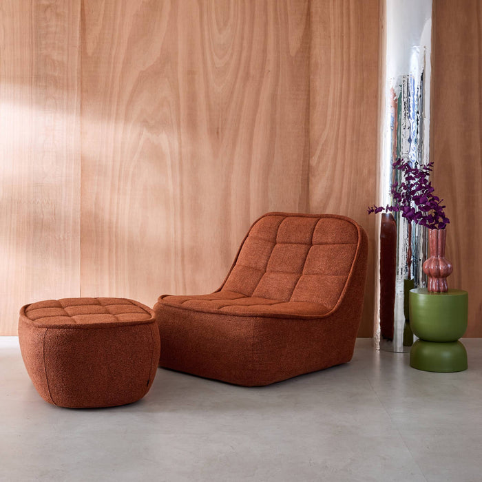 sweeek - Fauteuil bouclé stof 1 zitplaats + voetenbank