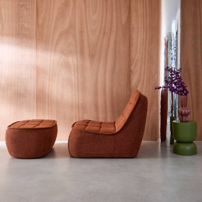 sweeek - Fauteuil bouclé stof 1 zitplaats + voetenbank