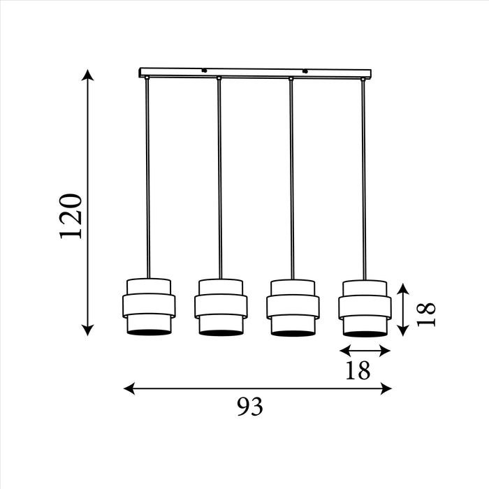 Searchlight Royal Hanglamp 4-lichts - Zand