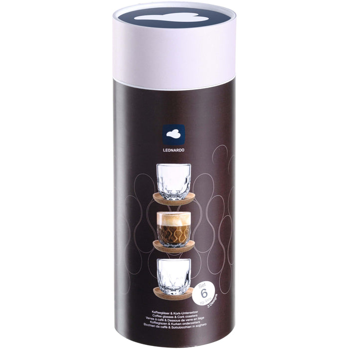 Leonardo Koffieglazen met onderzetters Gocce - 220 ml - 6-Delig