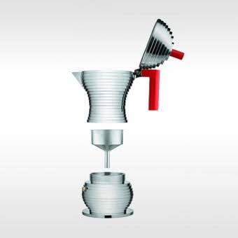 Alessi Percolator Pulcina - MDL02|3 R - Rood - 3 kops - door Michele De Lucchi