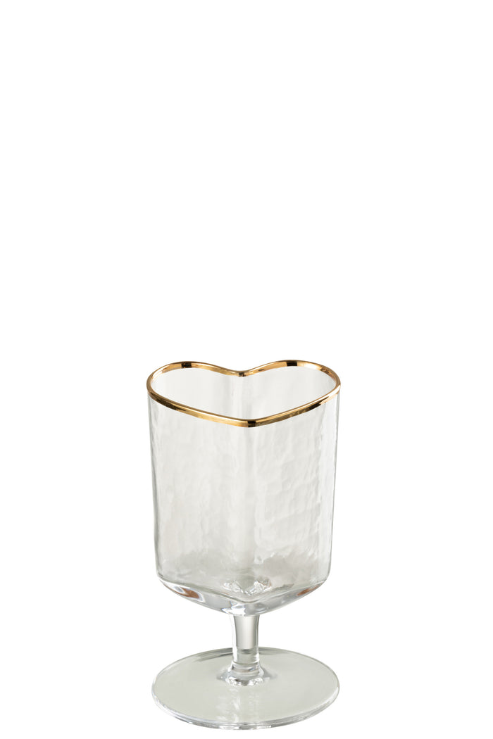 J-Line wijnglas Hart - glas - goud|transparant