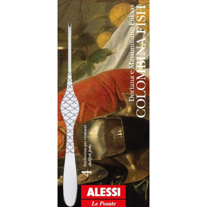 Alessi Kreeftenvork Colombina Fish - FM23|34S4 - 4 Stuks - door Doriana & Massimiliano Fuksas