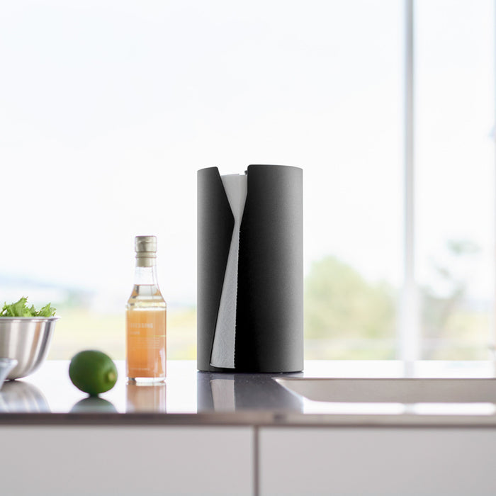 Yamazaki Tower Keukenrolhouder rond - Zwart