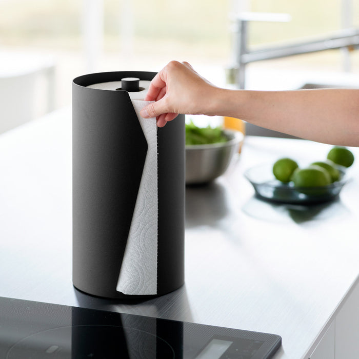 Yamazaki Tower Keukenrolhouder rond - Zwart