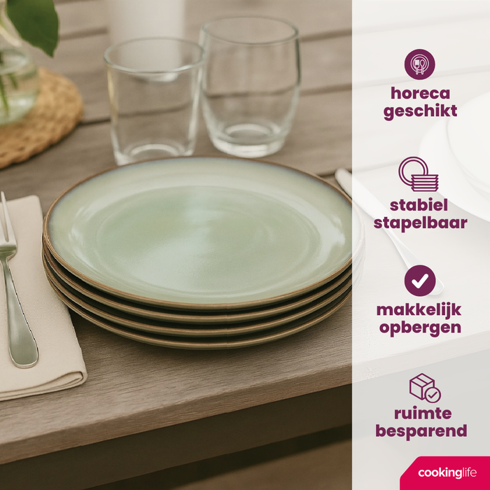 Cookinglife Dinerborden Sabi Groen ø 26 cm - 6 Stuks