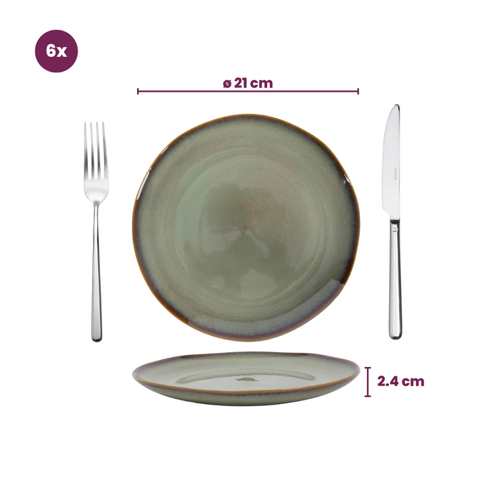 Cookinglife Ontbijtborden | Dessertborden Sabi Groen ø 21 cm - 6 Stuks