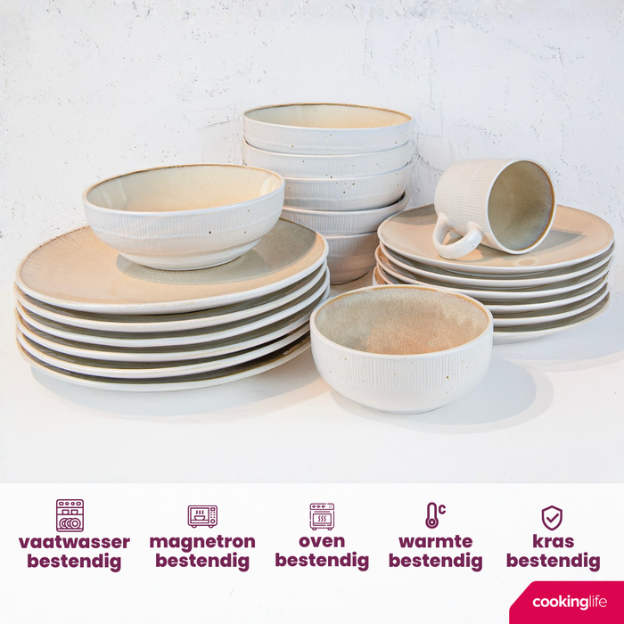 Cookinglife Ontbijtborden | Dessertborden Nola Sand ø 21 cm - 6 Stuks