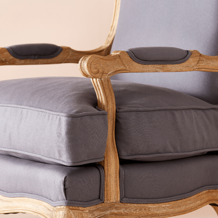 Calicosy - Fauteuil van massief eikenhout LOUIS XV - H97 - Antraciet