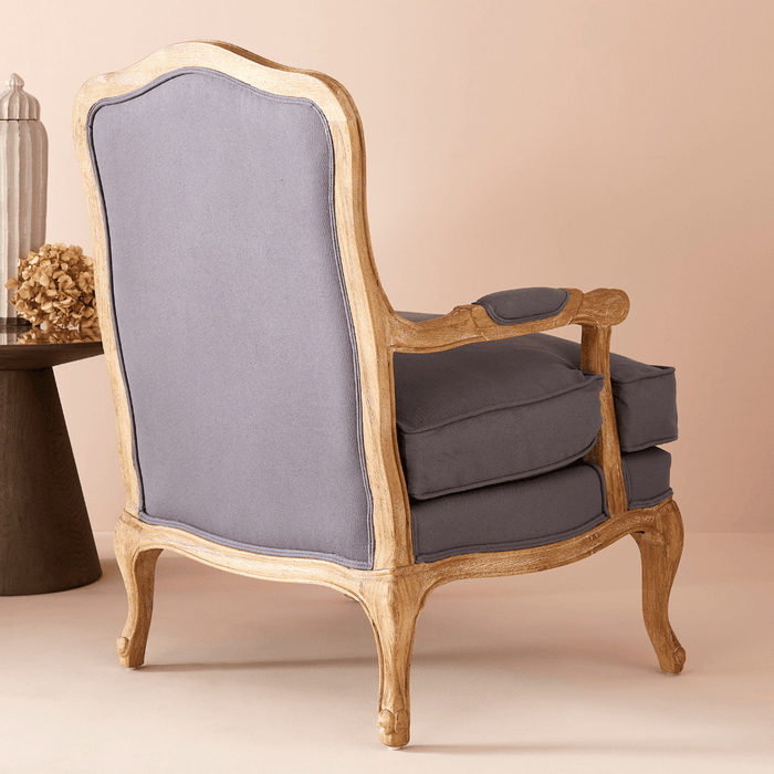 Calicosy - Fauteuil van massief eikenhout LOUIS XV - H97 - Antraciet