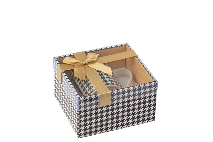 J-Line mok Pied-Poule - porselein - wit|zwart