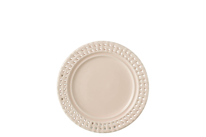 J-Line bord Rond - keramiek - roze - 4 stuks