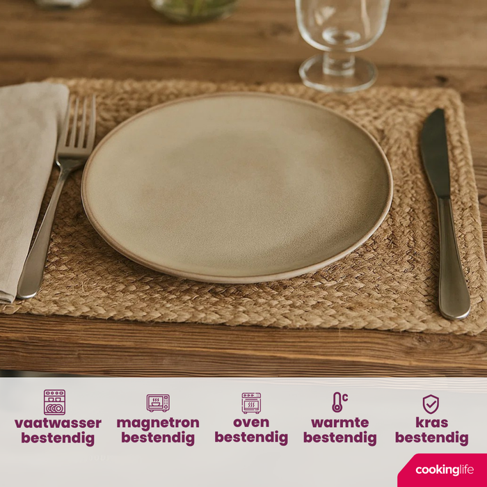 Cookinglife Ontbijtborden | Dessertborden Sabi Beige ø 21 cm - 6 Stuks