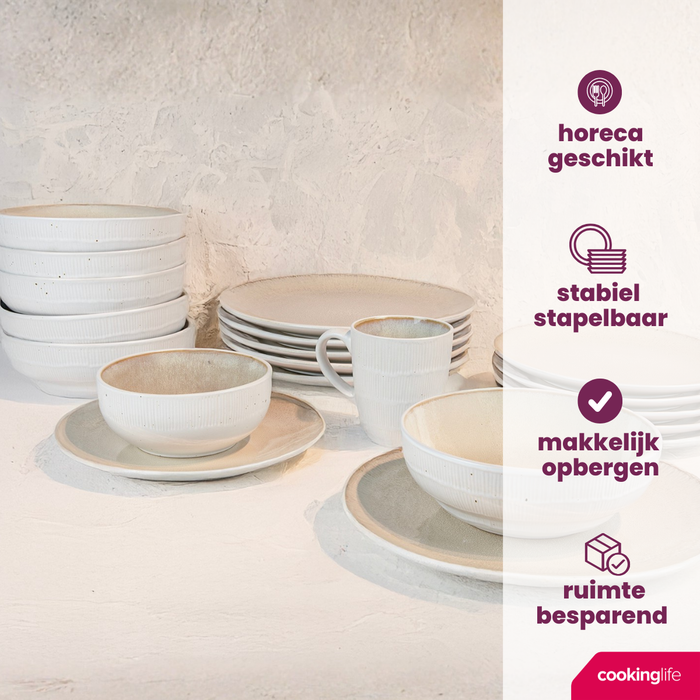 Cookinglife Ontbijtborden | Dessertborden Nola Sand ø 21 cm - 6 Stuks