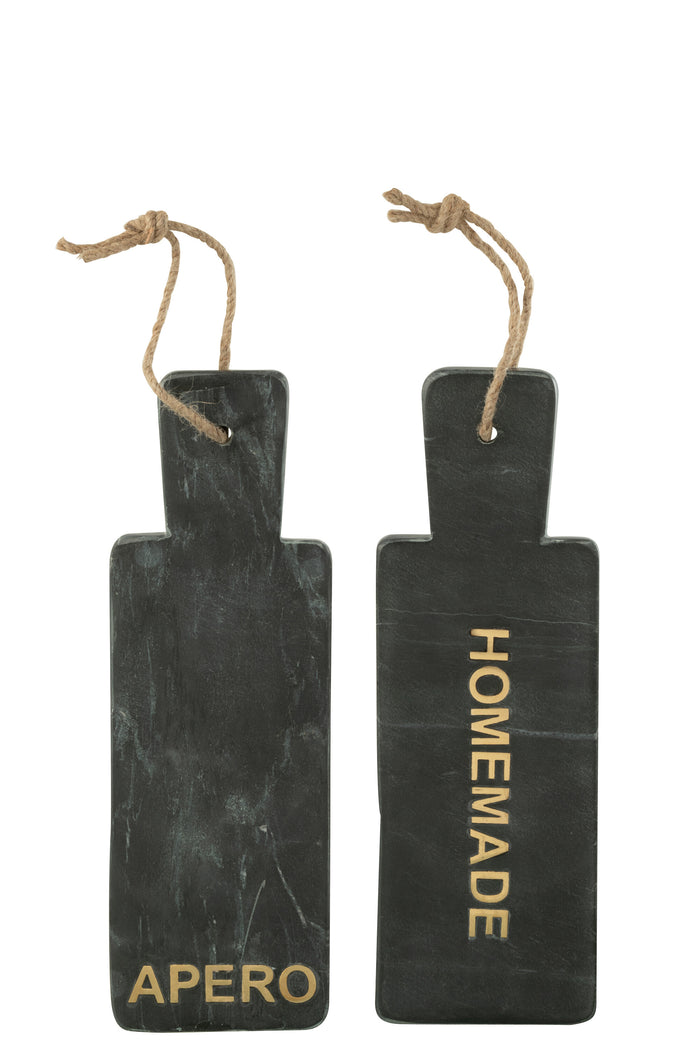 J-Line kaasplank - zwart|goud - assortiment van 2