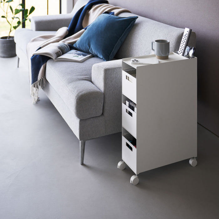 Yamazaki Tower Opbergmanden op wielen 3-laags - Wit