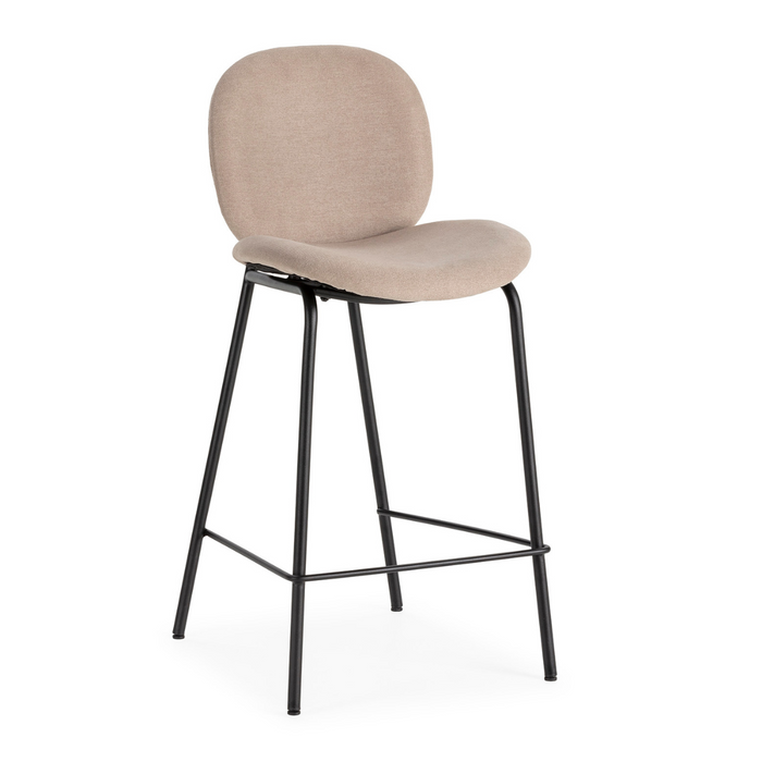 Calicosy - Set 2 barkrukken CORI - L43 cm - Stof & zwart metaal