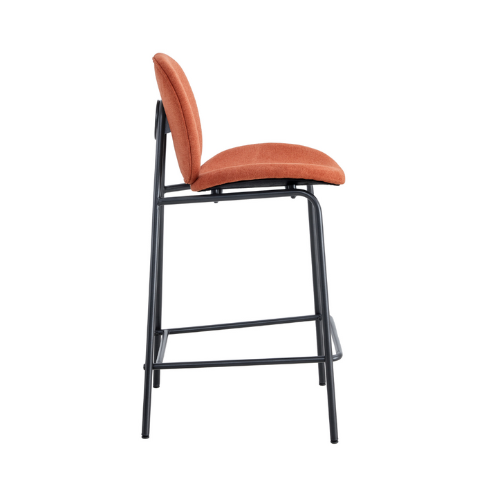 Calicosy - Set 2 barkrukken CORI - L43 cm - Stof & zwart metaal