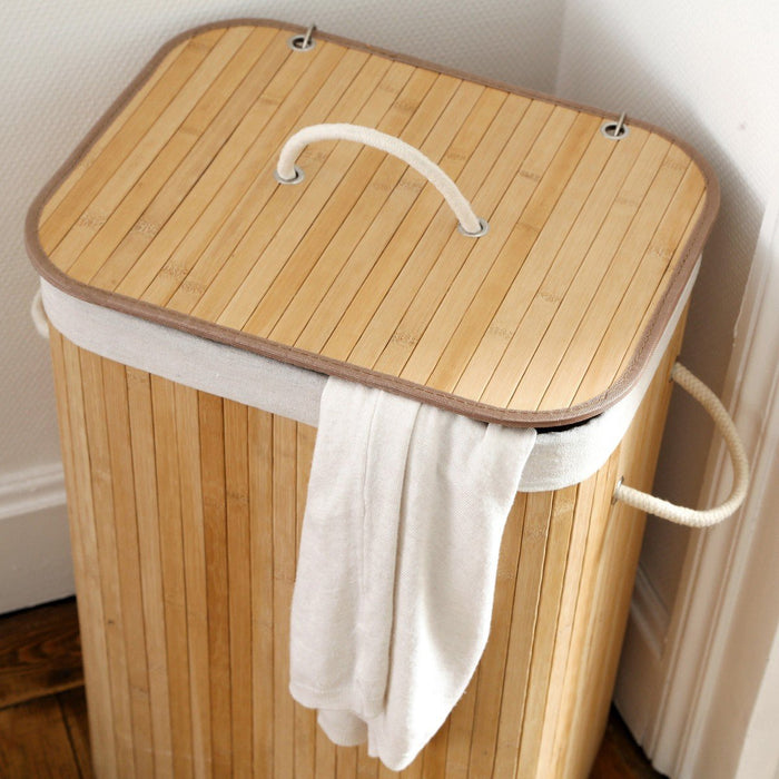 Calicosy - Rechthoekige bamboe wasmand 70L - H60 cm - H60 cm