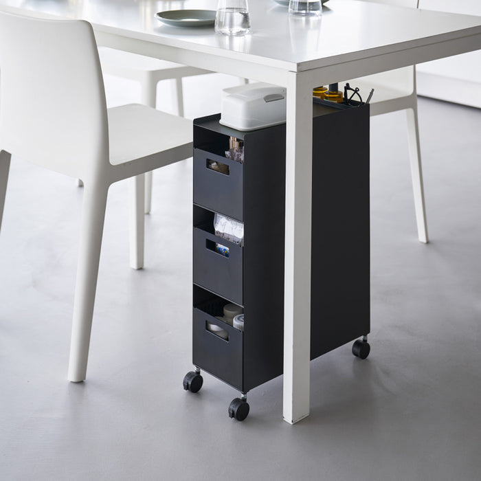 Yamazaki Tower Opbergmanden op wielen 3-laags - Zwart