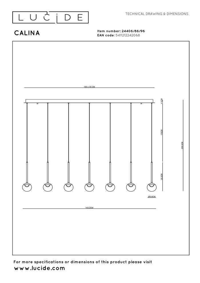 Lucide Premium CALINA Hanglamp - Koffie