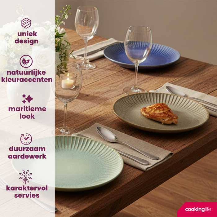 Cookinglife Dinerborden Aqua Maris ø 26 cm - 6 Stuks