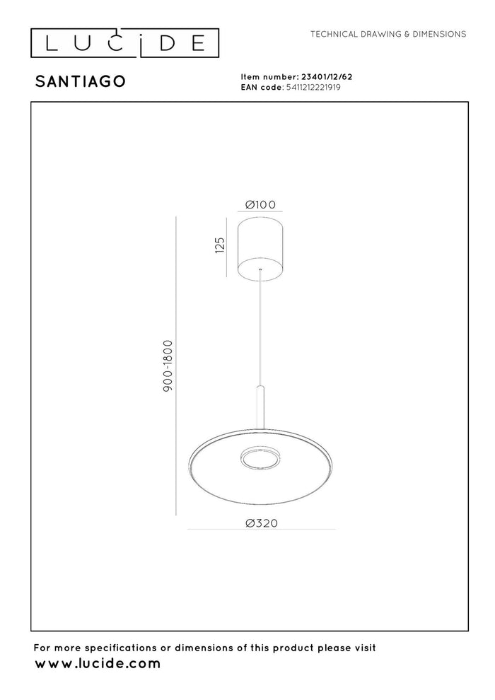 Lucide Premium SANTIAGO Hanglamp - Amber