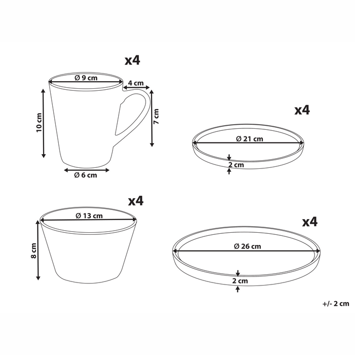 Beliani - TAMARIND - 16-delige serviesset - Wit|Blauw - Porselein