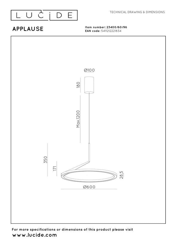 Lucide Premium APPLAUSE Hanglamp - Koffie