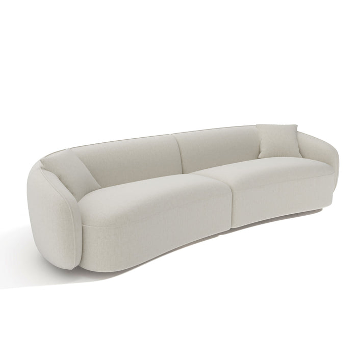 4-zitsbank in crèmekleurige, zacht aanvoelende geweven stof