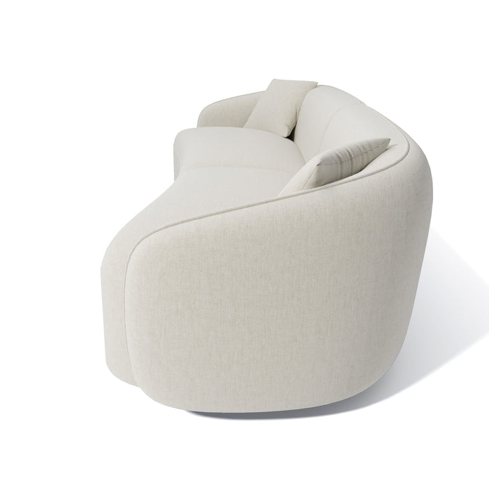 4-zitsbank in crèmekleurige, zacht aanvoelende geweven stof